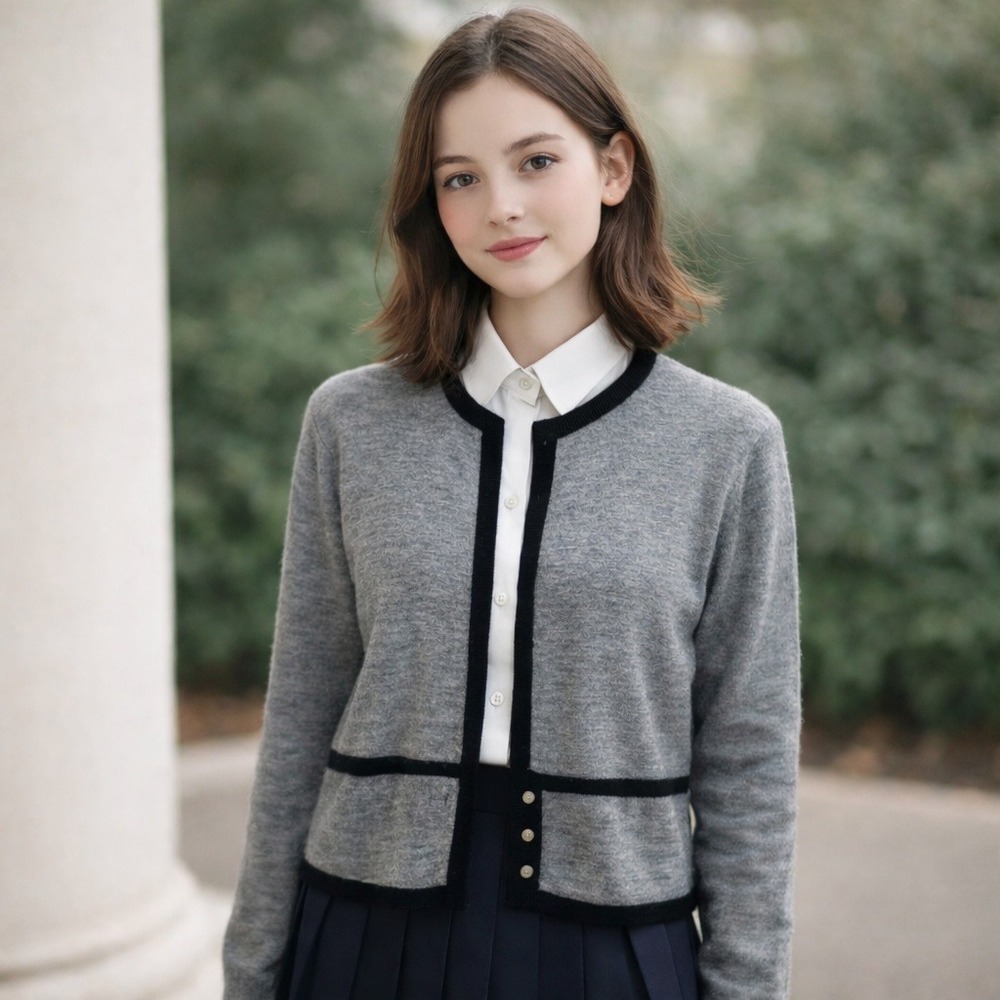 Vtg Talbott Givenchy‎ Design Cardigan Womens M Gray 60s Retro Preppy Capsule